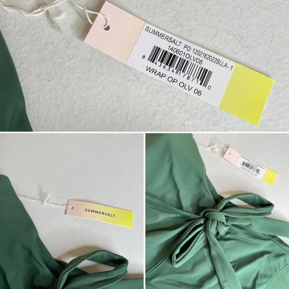 New SUMMERSALT Perfect Wrap One-Piece Olive Swimsuit Size 6 - Picture 6 of 16